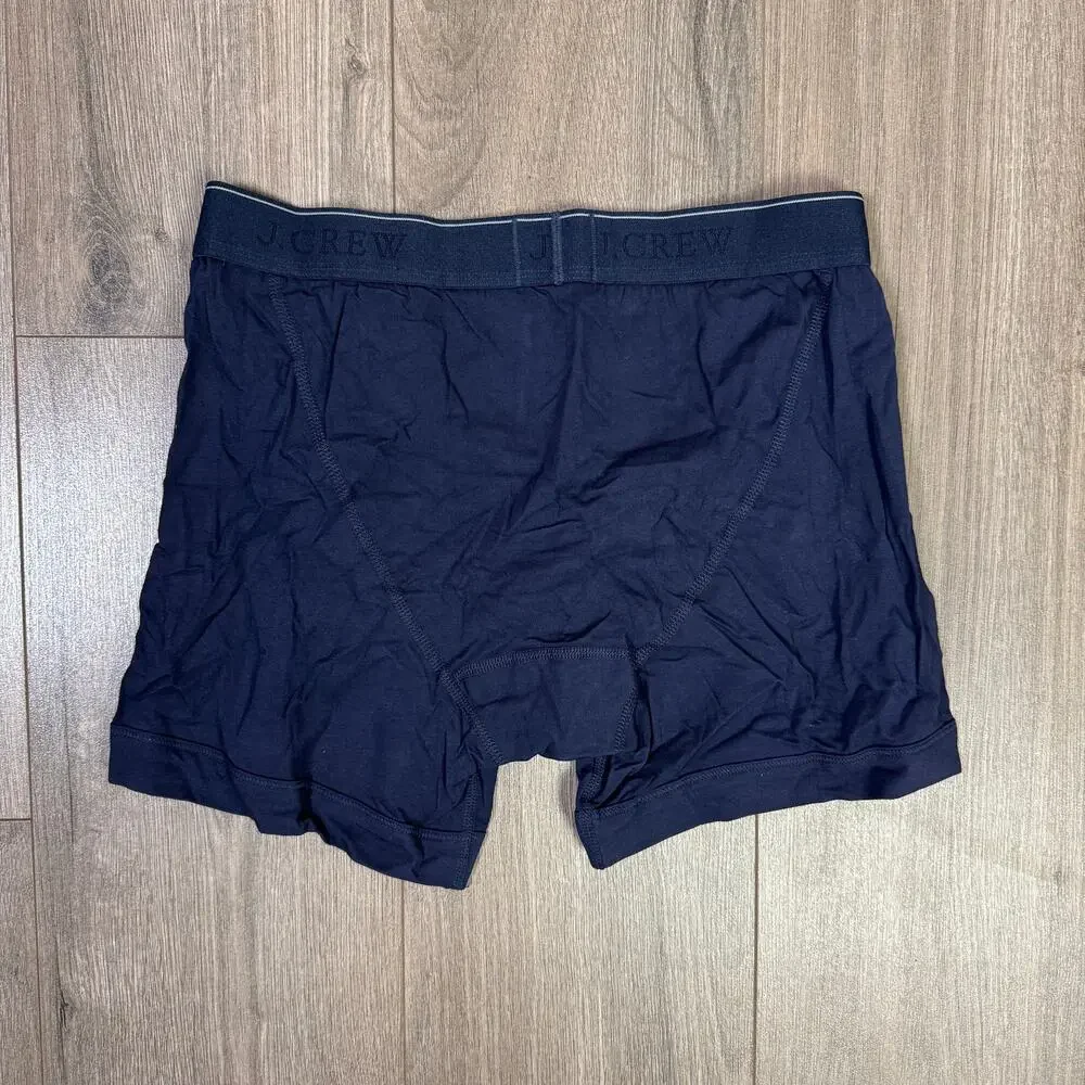 J.Crew Knit Boxer Briefs Mens M Dark Navy Pull-On Stretch Elastic Waistband Logo